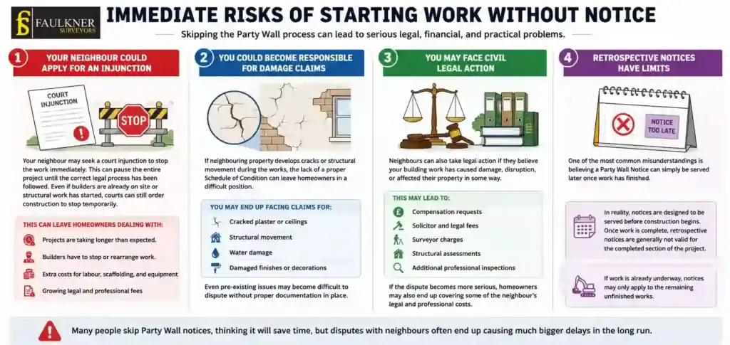 What Happens If You Start Work Without a Party Wall Notice? 1 Immediate Risks of Starting Work Without Party Wall Notice Cirencester